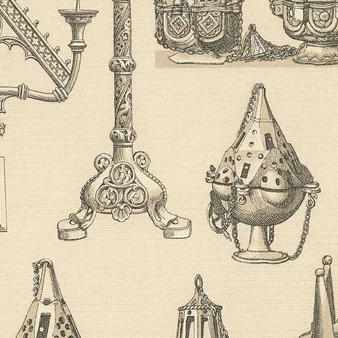 Pl. 8 Antique Print of European Decorative Objects by Racinet, circa 1880, close-up 2