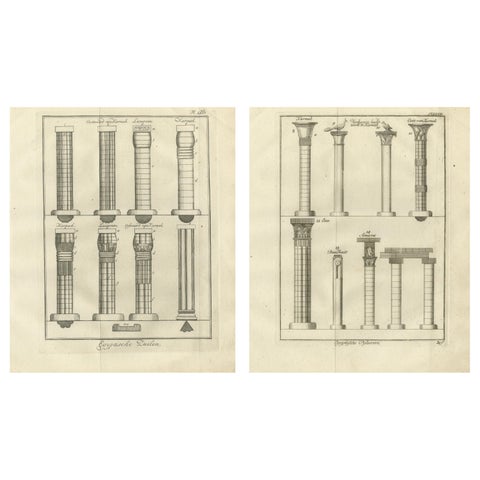 Architectural Engraving of Ancient Egyptian Columns and Capitals, c.1776