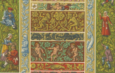 Renaissance Decorative Friezes, Grotesques, Cherubs & Heraldry, Plate LI, 1869, close-up 6
