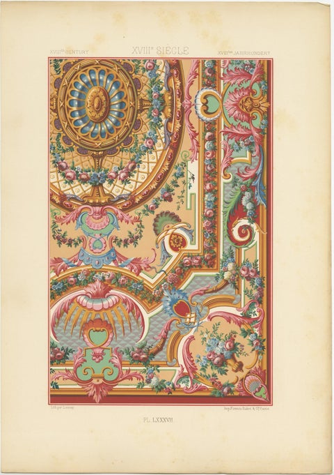 Pl. 87 Antique Print of XVIIIth Century Ornaments by Racinet (c.1890), view 3