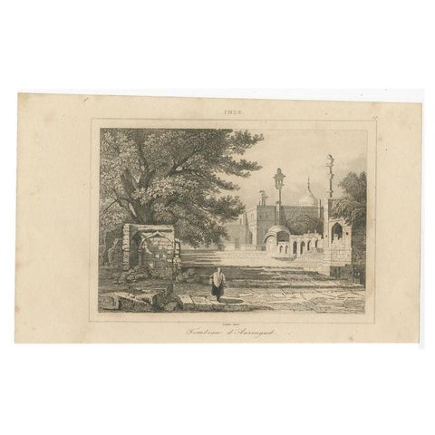 Print of Aurengzeb's Tomb, the Last Influential Mughal Emperor of India, 1860, view 2