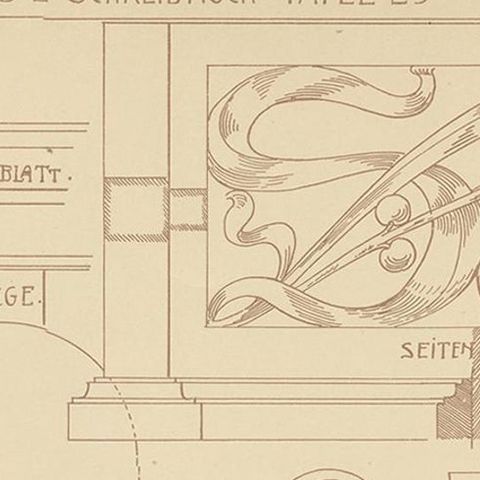Pl. 40 Antique Print of Furniture Details by Kramer 'circa 1910', close-up 1