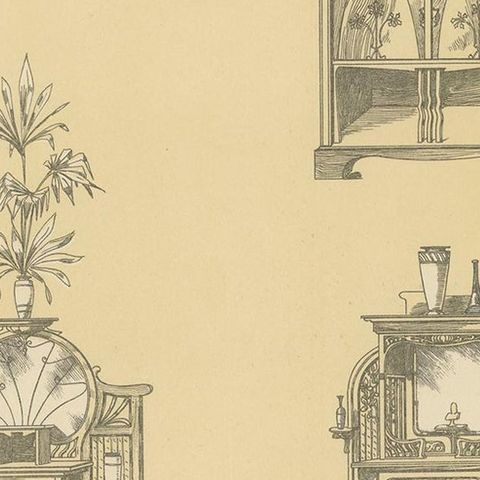 Pl 64 Antique Print of Decorative Cabinets by Kramer, 'circa 1910', close-up 2