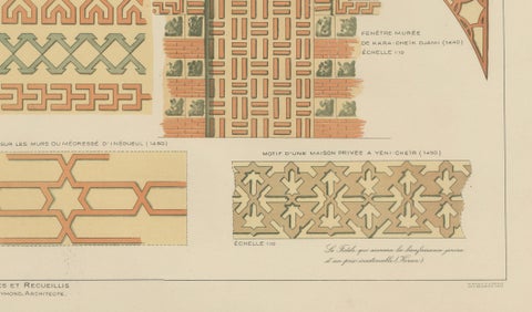 Antique Ottoman Glazed Brick Ornament Print, Bursa & İnegöl, Published in 1924, close-up 5