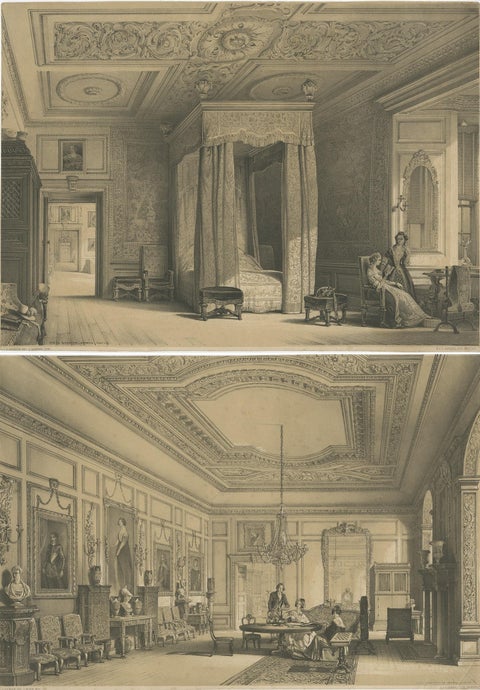Set of Two Antique Prints of Warwick Castle by Hanhart 'circa 1850', view 4