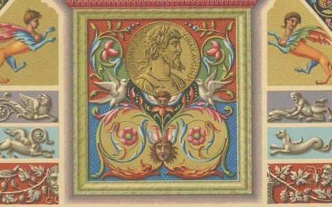 Renaissance Medallions & Mythological Grotesques, Classical Ornament, 1869, close-up 6