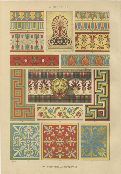 Set of 3 Antique Greek Architecture and Ornament Prints from 1887, Neoclassical, view 3