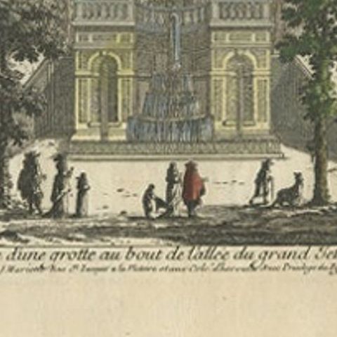 Antique Print of the Fountain at St. Cloud in France by Perelle, circa 1665, close-up 2