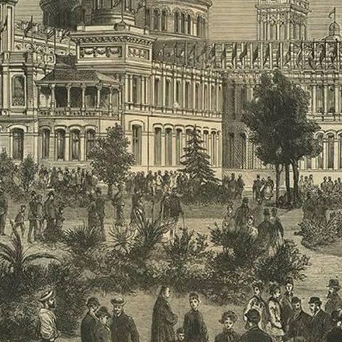 Antique Print of the Australian International Exhibition Building at Sydney 1879, close-up 1