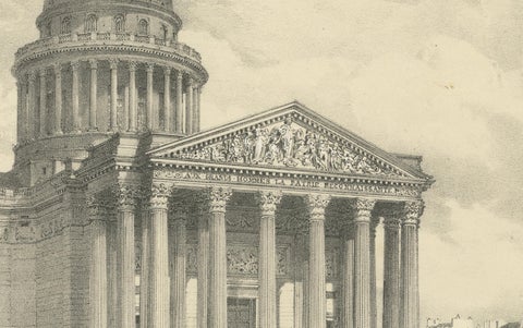 Decorative Engraved Panthéon Paris in the 1800s by Bry & Benoist, close-up 4