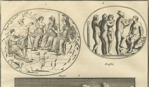Classical Antiquities Engraving, Sepulchrum des Nasonii, Montfaucon 1721, close-up 3