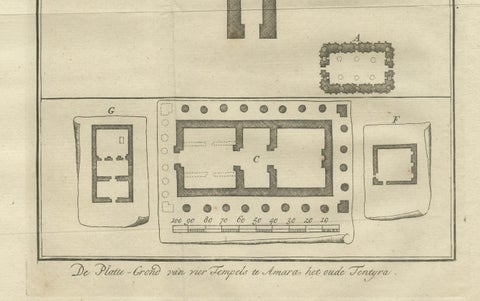 Ancient Temple Plans at Amara and Tentyra, Egyptian Architecture c.1710, close-up 1