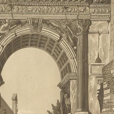 Antique Print of the Arch of Titus by Abbot '1820', close-up 2