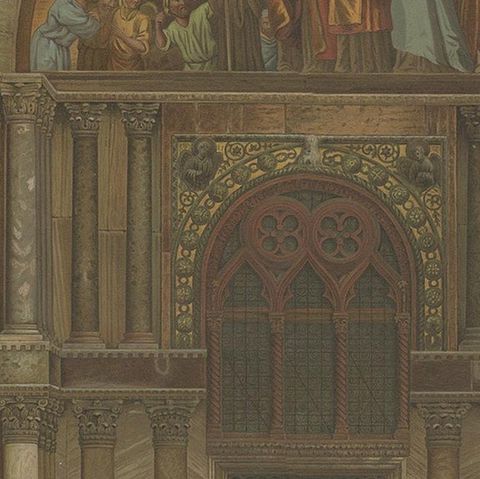 Pl. 7 Antique Print of the Portal of San Clemente of the Basilica of San Marco, close-up 2