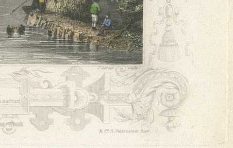 Antique engraving of Windsor Bridge on the Thames, Tombleson, c.1832 to 1834, close-up 1