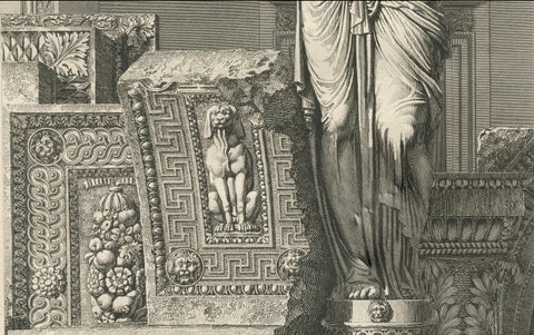 Architectural Engraving of a Caryatid, Cabinet d'Henri IV, by Baltard, ca.1800, close-up 4