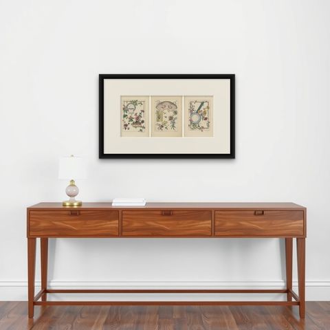 La Flore Décorative The Graceful Symbiosis of Nature and Ornament in 1896, shown framed on a wall, true to size