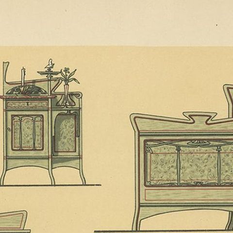 Pl. 30 Antique Print of Bedroom Furniture by Kramer 'circa 1910', close-up 1