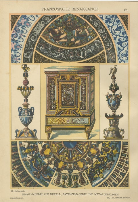 Set of 4 Renaissance Design Prints by H. Dolmetsch, Gobelins, Enamels and More, view 5