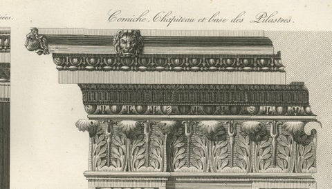 Antique Louvre Architectural Ornament Engraving, French Neoclassical, 1803, close-up 6