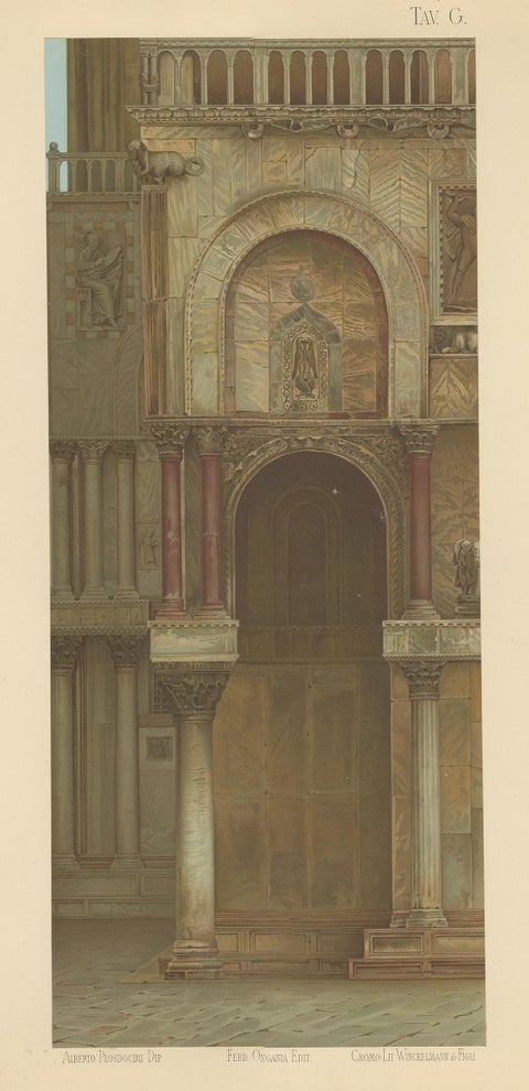 Pl. 10 Antique Print of the Main Facade of the Basilica of San Marco, view 2