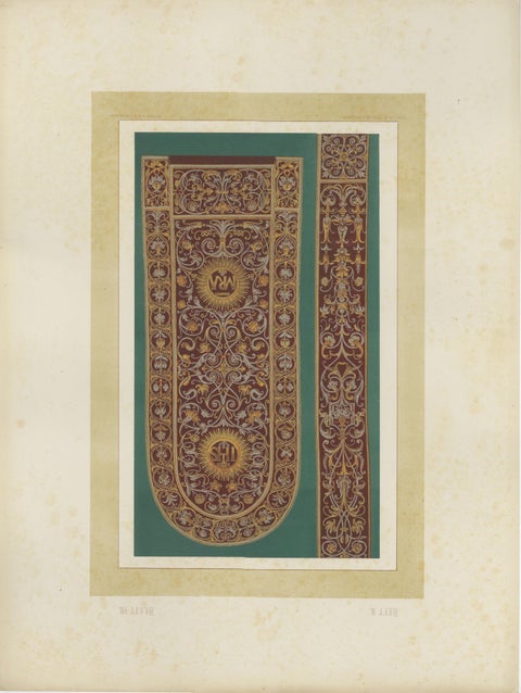 Antique Chromolithograph Liturgical Textile Ornament, Reiche Kapelle Munich 1874