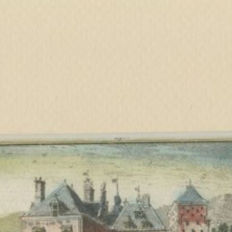 Antique Print of 'Moersbergen Castle' Near Doorn, the Netherlands, close-up 1