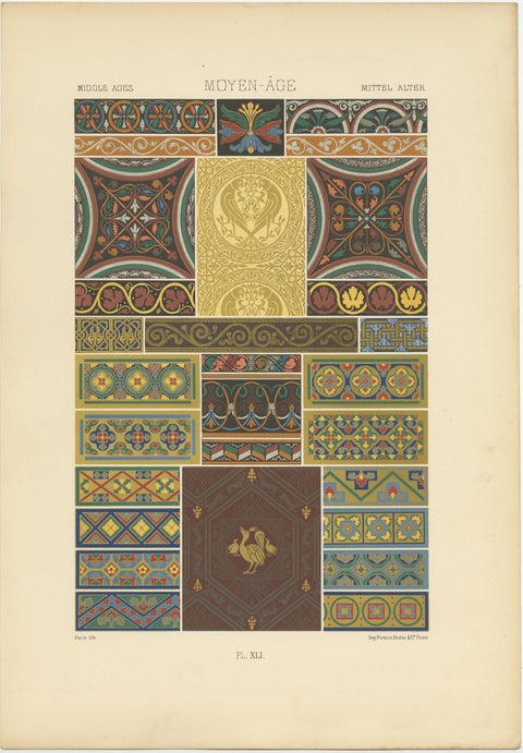 Pl. 41 Antique Print of Middle Ages Ornaments by Racinet (c.1890), view 3