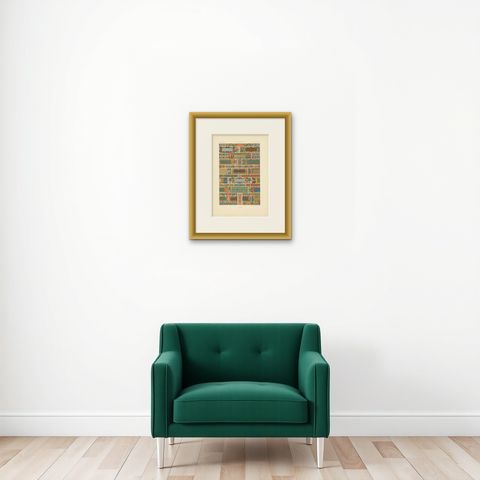 XVIth Century Chromolithograph Print, Decorative Arts, Circa 1890, shown framed on a wall, true to size