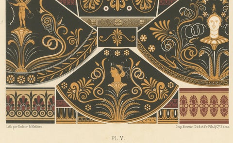 Ancient Greek Vase and Border Patterns, Classical Ornament, Plate V, ca.1890, close-up 1