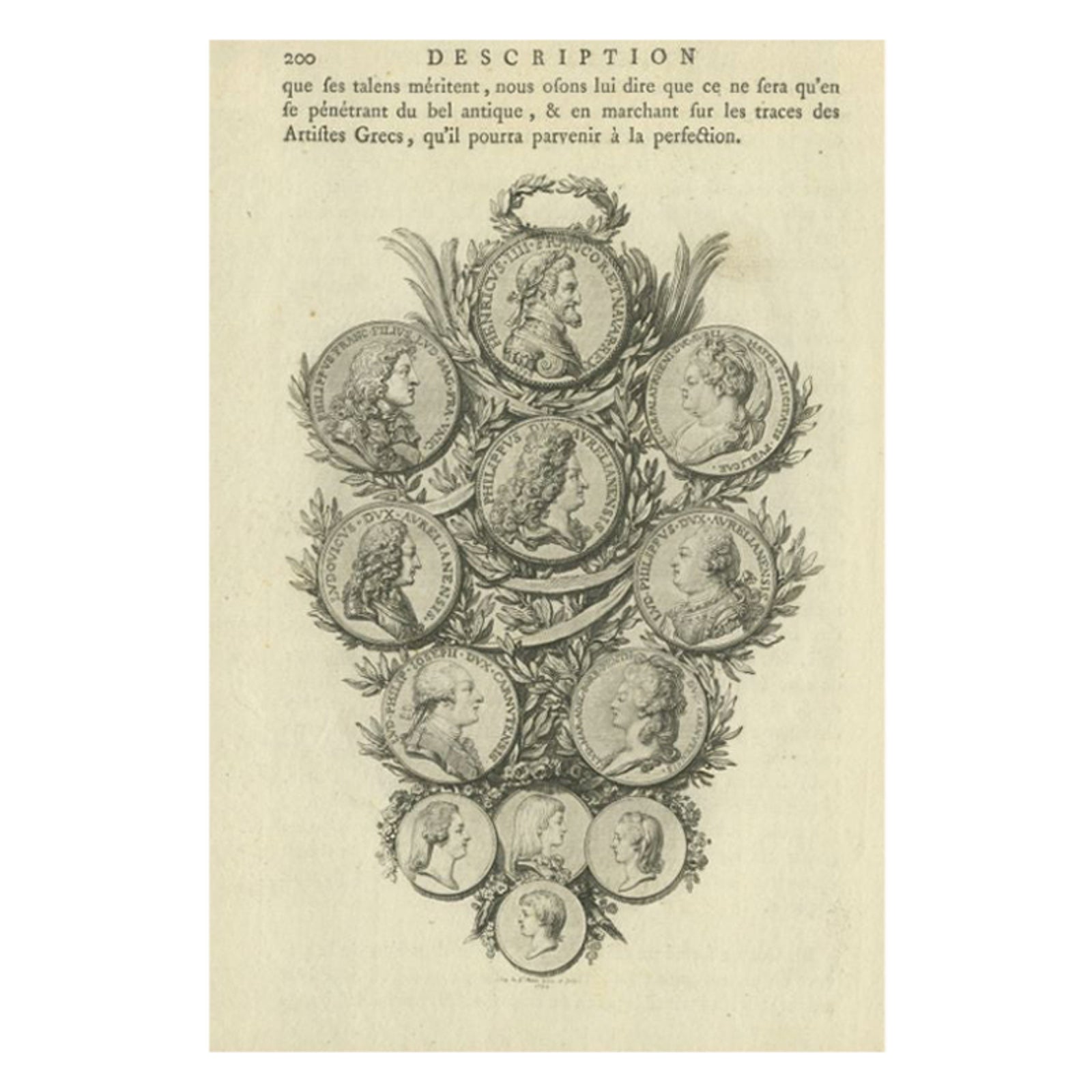 Antique Print of the House of Orléans, c.1790