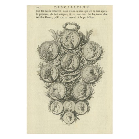 Antique Print of the House of Orléans, c.1790