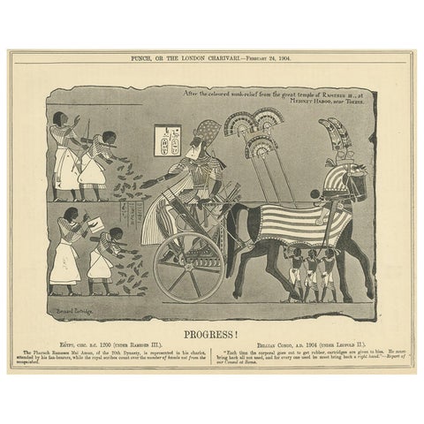 Antique Print of a Relief of the Temple of Ramesses III, 1904