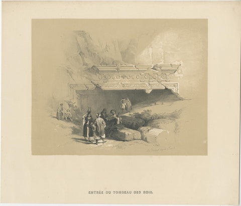 Old Print of the Tombs of the Kings, Jerusalem, ca.1845, view 2