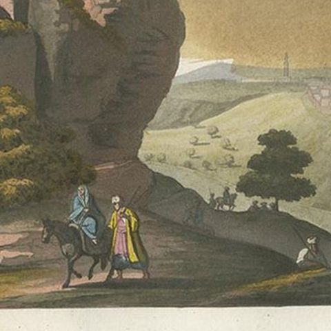 Antique Print of the Tomb in the Valley of Jehoshaphat by Ferrario '1831', close-up 1