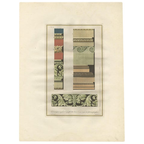 Antique Architecture Print of Ornaments 'Tav. X' by Albertolli