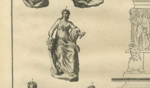 Monumental Mythological Scene, Classical Figures and Clouds, Montfaucon, 1721, close-up 6