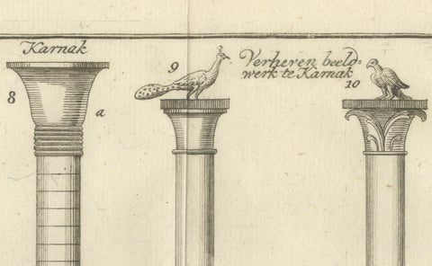 Architectural Engraving of Ancient Egyptian Columns and Capitals, c.1776, close-up 1