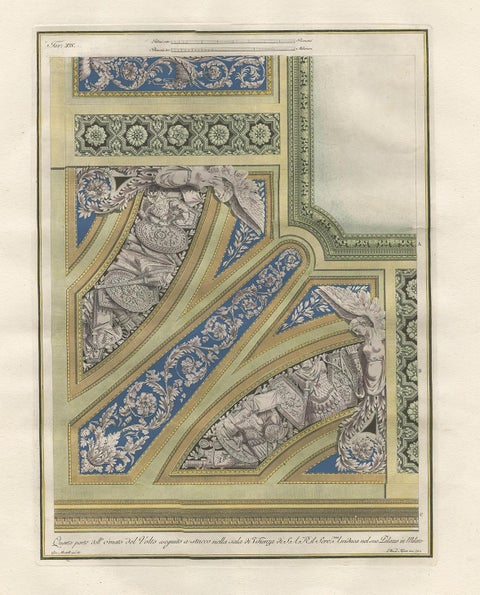Antique Architecture Print of Ornaments 'Tav. XIV' by Albertolli, view 4