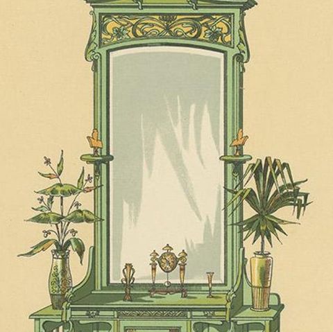 Pl. 13 Antique Print of Salon Furniture by Kramer, circa 1910, close-up 2