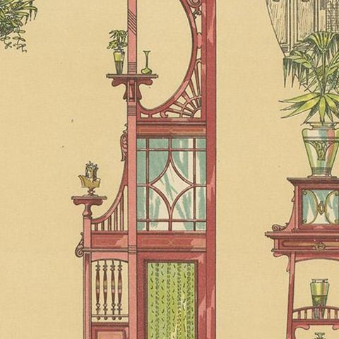 Pl. 10 Antique Print of a Bay Window by Kramer 'circa 1910', close-up 2