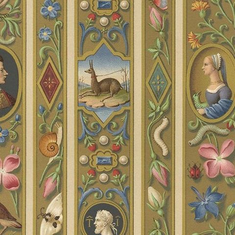 Pl. 78 Antique Print of Renaissance Margin Decorations by Racinet, circa 1890, close-up 1