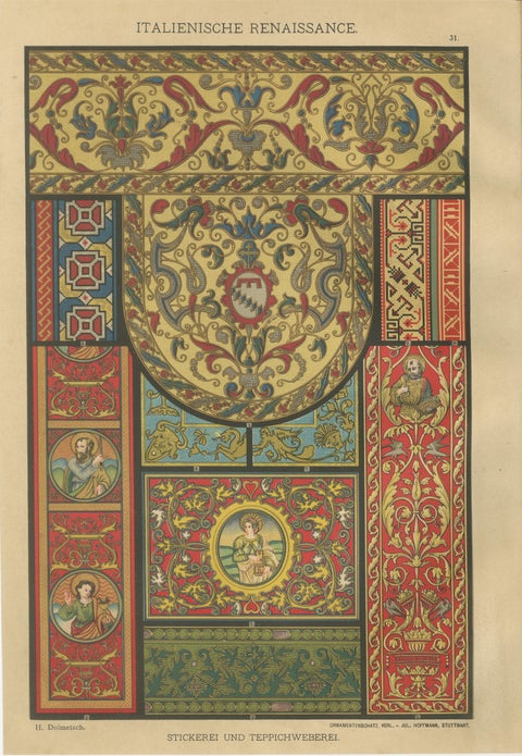 Italian Renaissance Decorative Prints, Architectural and Textile Designs, 1887, view 3