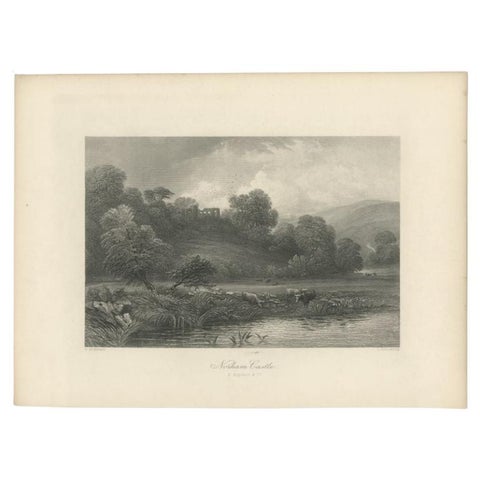 Antique Print of Norham Castle in Northumberland, England, near the River Tweed, view 2
