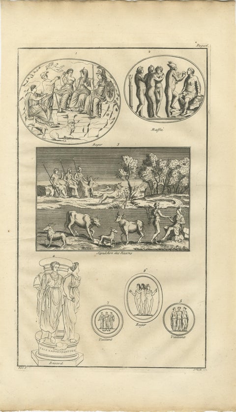 Classical Antiquities Engraving, Sepulchrum des Nasonii, Montfaucon 1721, view 2