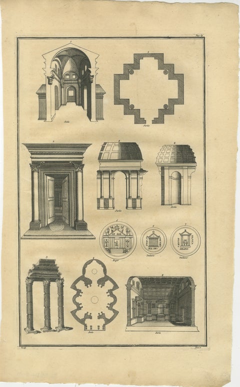 Antique Architectural Engraving by Serlio from Montfaucon, Paris 1721, view 2