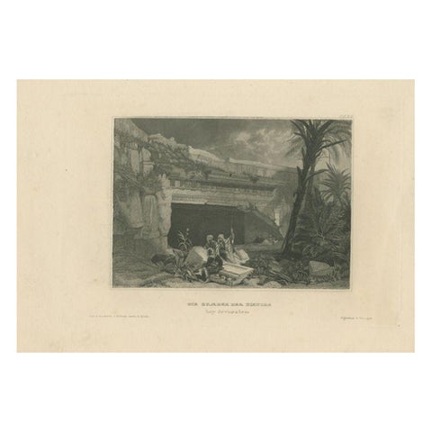 Antique Print of the Tomb of the Kings in Jerusalem, 1836