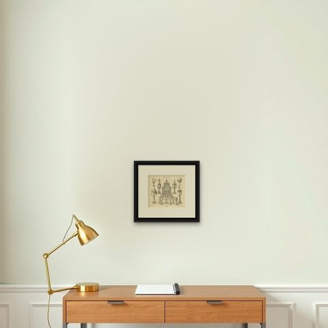 Pl. 86 Antique Print of European Decorative Objects by Racinet, circa 1880, shown framed on a wall, true to size