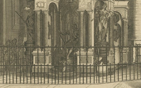 Tomb of William the Silent, Nieuwe Kerk Delft, Dutch Engraving, circa 1750, close-up 4