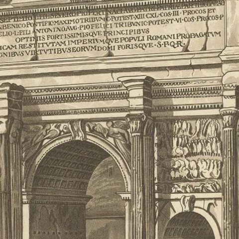 Antique Print of the Arch of Septimius Severus by Abbot '1820', close-up 2